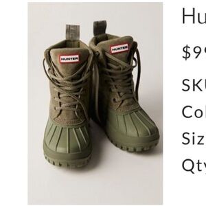NWT hunter sussex duck boot in green